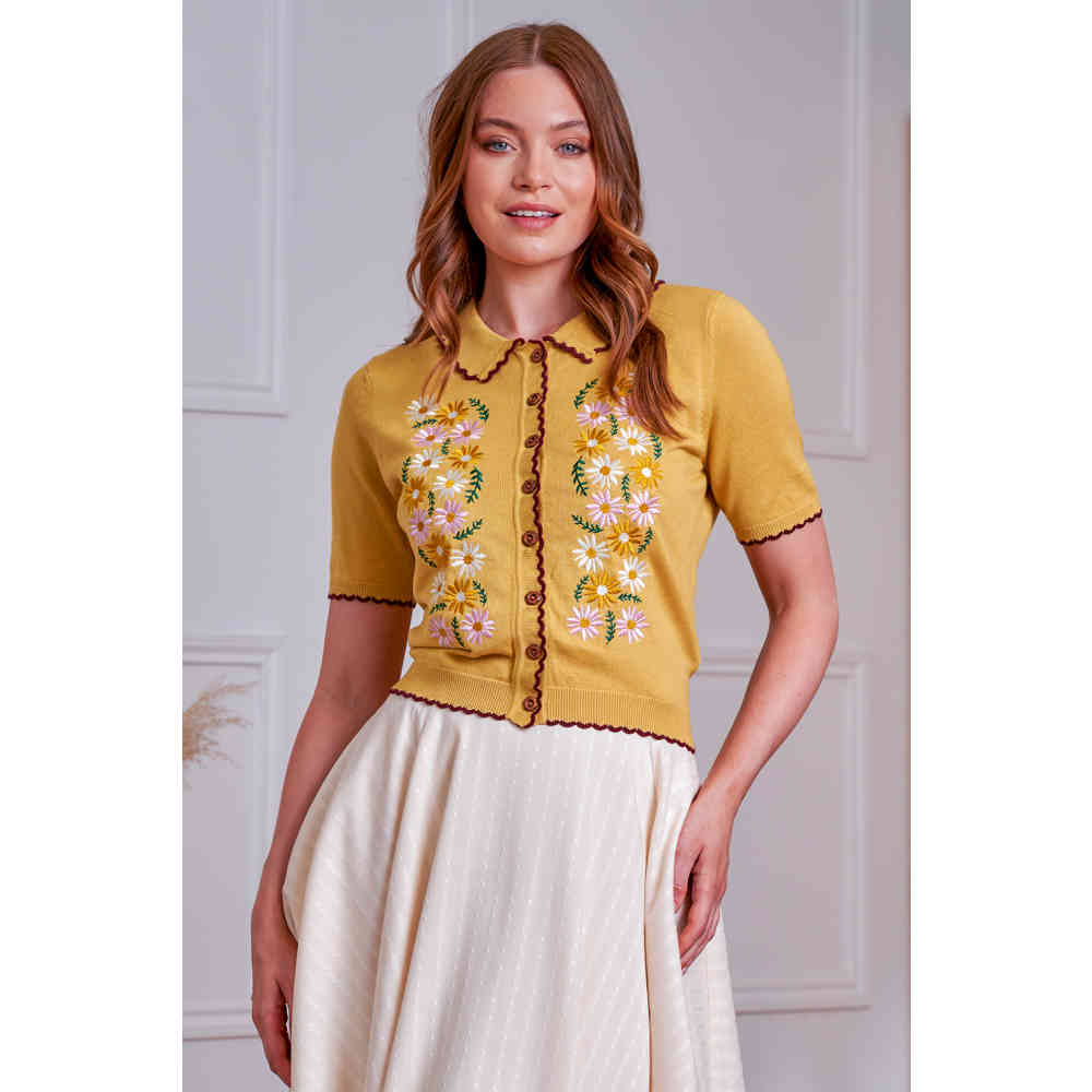 Banned - Penny Flower Cardigan - Geel